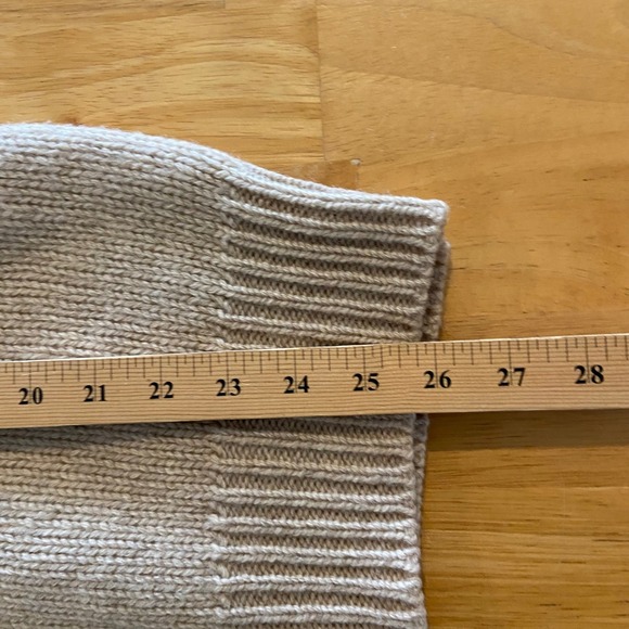 Polo Ralph Lauren Pullover M 100% Wool Rib Knit Sweater Leather Elbow Oatmeal - Picture 8 of 10